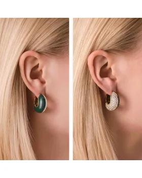 Rosefield Enamel Pave Hoops Earrings JEEPG-J1363, view 3