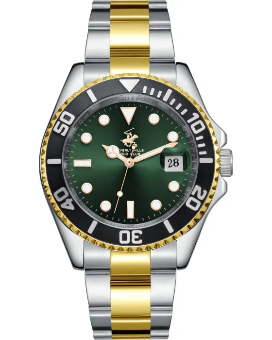 Ανδρικό ρολόι Beverly Hills Polo Club BP3797X.270, Πράσινο καντράν, Μπρασελέ από Ανοξείδωτο ατσάλι