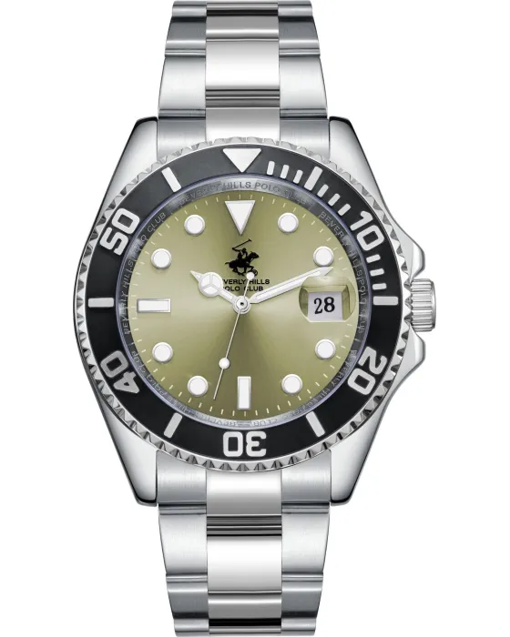 Ανδρικό ρολόι Beverly Hills Polo Club BP3797X.310, Πράσινο καντράν, Μπρασελέ από Ανοξείδωτο ατσάλι