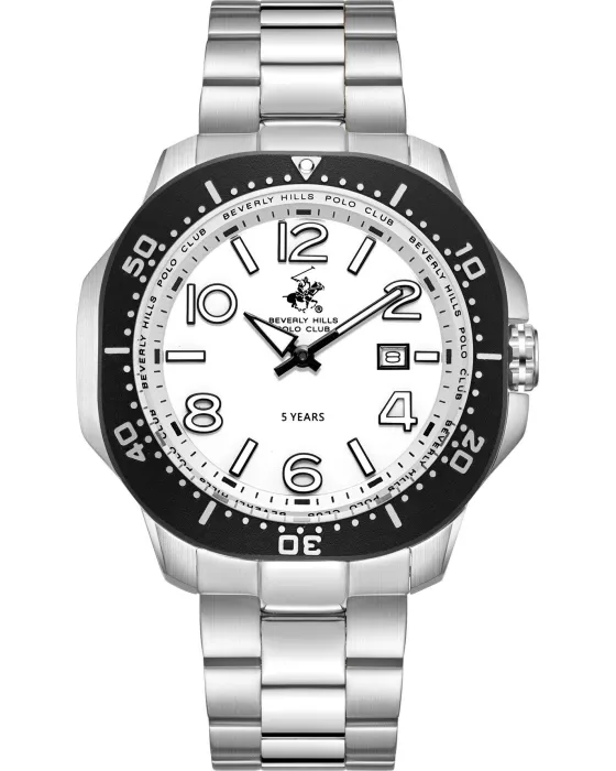 Ανδρικό ρολόι Beverly Hills Polo Club BP3884X.330, Λευκό καντράν, Μπρασελέ από Ανοξείδωτο ατσάλι