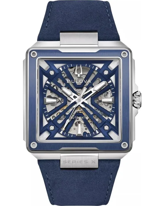 Men's watch Bulova Series X Automatic 98A342, Blue dial, Strap in Leather