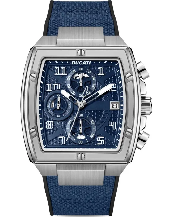 Ανδρικό ρολόι Ducati Traverse Chronograph DTWGC0003404, Μπλε καντράν, Λουρί από Σιλικόνη / Υφασμάτινο