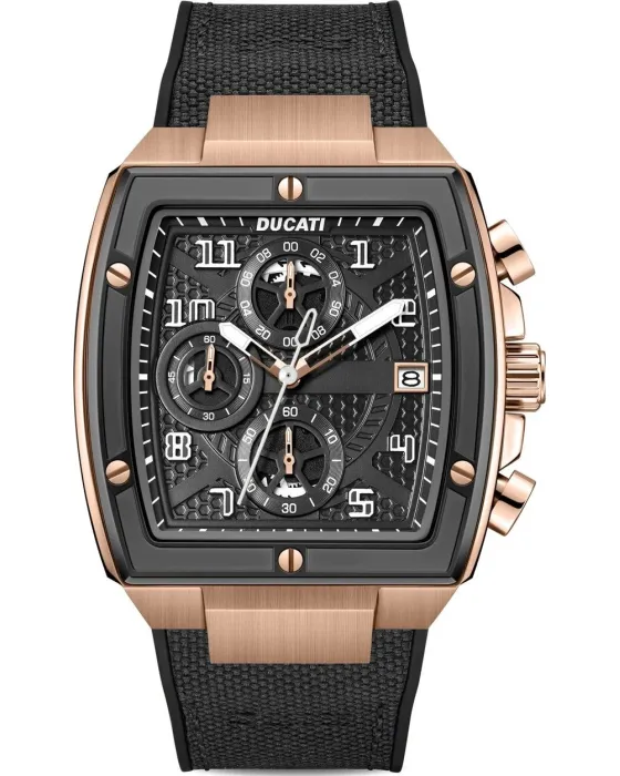 Ανδρικό ρολόι Ducati Traverse Chronograph DTWGC0003405, Μαύρο καντράν, Λουρί από Σιλικόνη / Υφασμάτινο
