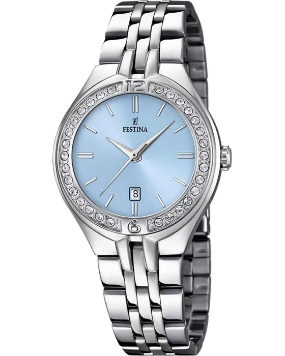 Γυναικείο ρολόι Festina Mademoiselle Crystals F16867 / 4, Γαλάζιο καντράν, Μπρασελέ από Ανοξείδωτο ατσάλι