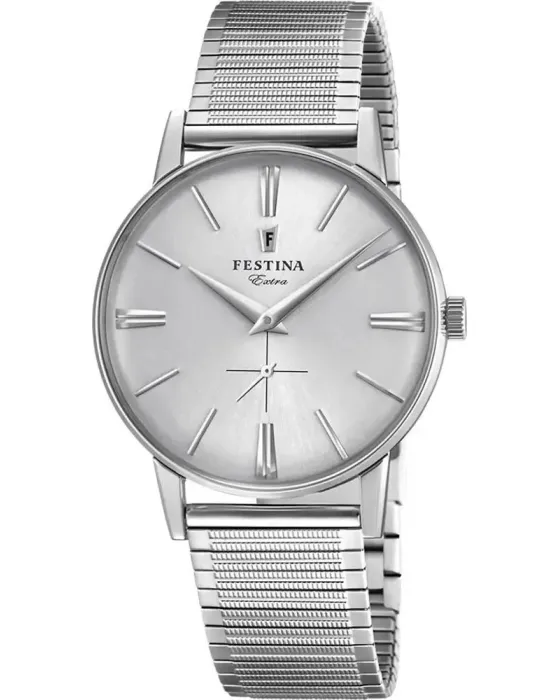Ανδρικό ρολόι Festina Classic F20250 / 1, Λευκό καντράν, Μπρασελέ από Ανοξείδωτο ατσάλι