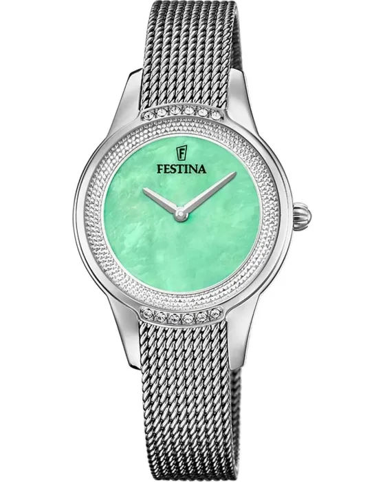Γυναικείο ρολόι Festina Mademoiselle F20494 / 6, Πράσινο / Φίλντισι καντράν, Μπρασελέ από Ανοξείδωτο ατσάλι