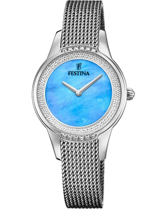 Γυναικείο ρολόι Festina Mademoiselle F20494 / 8, Γαλάζιο / Φίλντισι καντράν, Μπρασελέ από Ανοξείδωτο ατσάλι