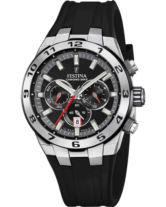 Ανδρικό ρολόι Festina Bike Chronograph F20671 / 6, Μαύρο καντράν, Λουρί από Καουτσούκ