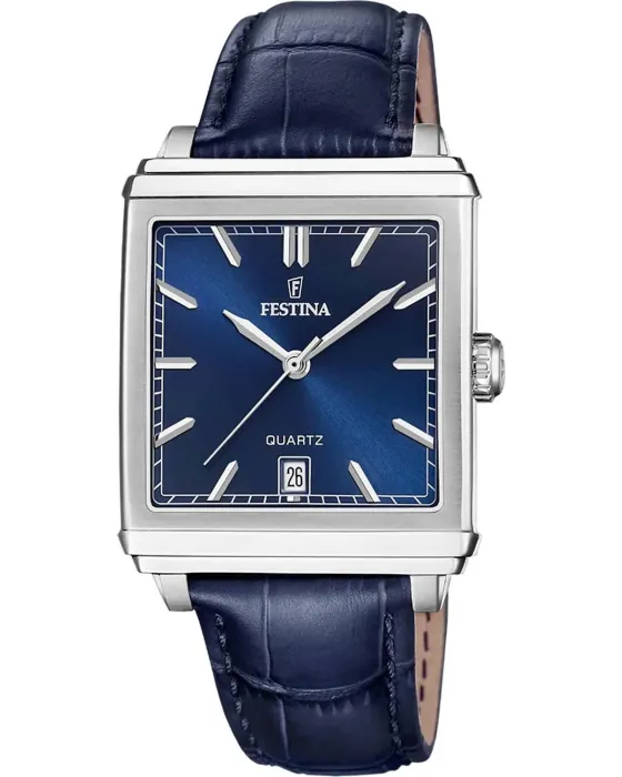 Ανδρικό ρολόι Festina F20681 / 5, Μπλε καντράν, Λουρί από Δερμάτινο