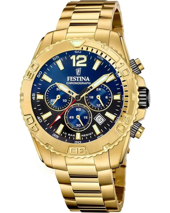 Men's watch Festina Chronograph F20684 / 2, Blue dial, Bracelet in Stainless Steel