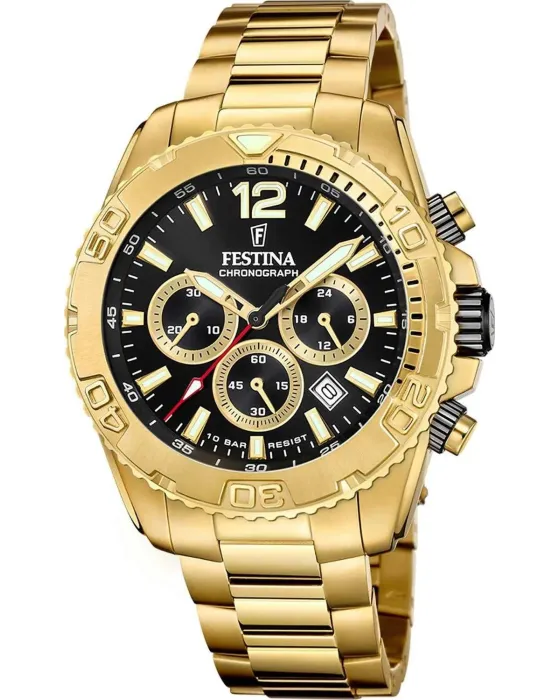 Men's watch Festina Chronograph F20684 / 4, Black dial, Bracelet in Stainless Steel