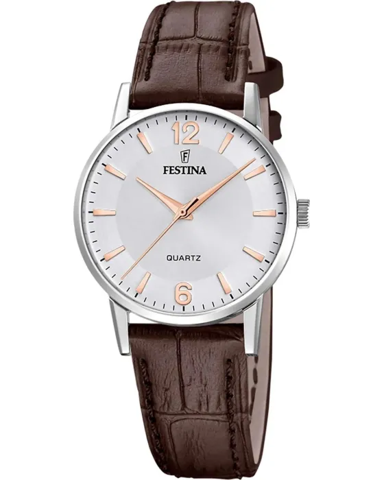 Γυναικείο ρολόι Festina F20691 / 2, Λευκό καντράν, Λουρί από Δερμάτινο
