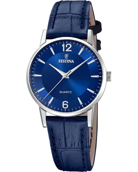 Women's watch Festina F20691 / 4, Blue dial, Strap in Leather
