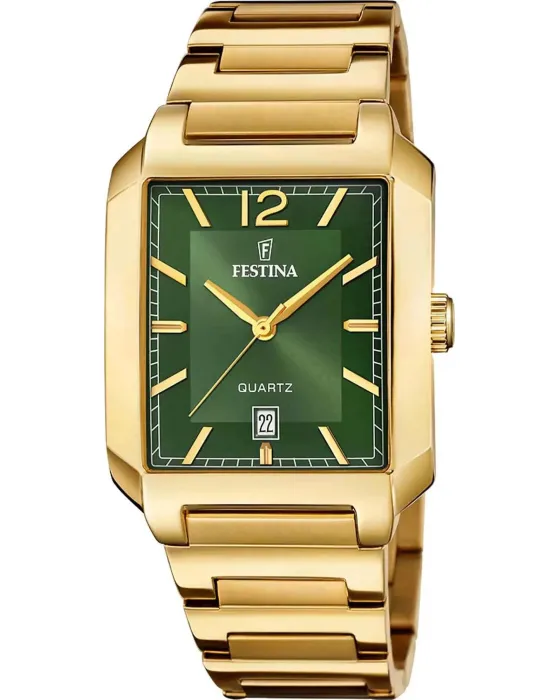 Ανδρικό ρολόι Festina Classics F20678 / 5, Πράσινο καντράν, Μπρασελέ από Ανοξείδωτο ατσάλι