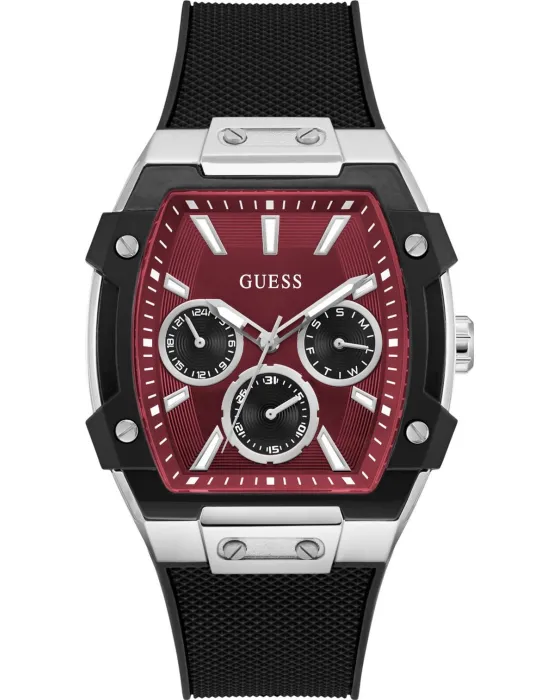 Ανδρικό ρολόι Guess Phoenix GW0956G1, Κόκκινο καντράν, Λουρί από Καουτσούκ