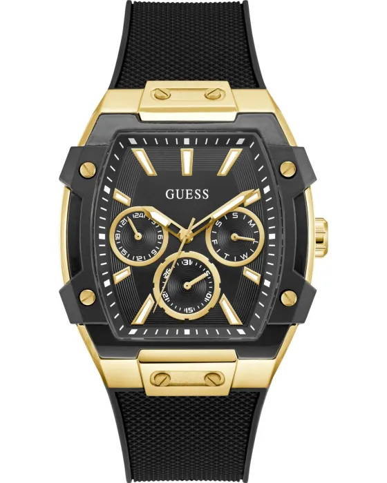 Ανδρικό ρολόι Guess Phoenix GW0956G2, Μαύρο καντράν, Λουρί από Καουτσούκ