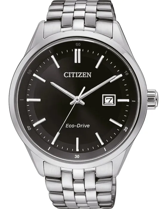 Ανδρικό ρολόι Citizen Classic Eco-Drive BM7251-88E, Μαύρο καντράν, Μπρασελέ από Ανοξείδωτο ατσάλι