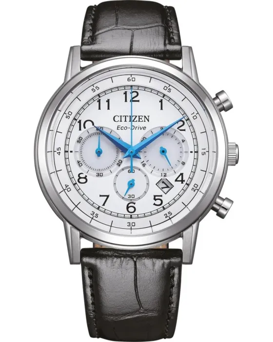 Ανδρικό ρολόι Citizen Eco-Drive Chronograph CA4630-02A, Λευκό καντράν, Λουρί από Δερμάτινο
