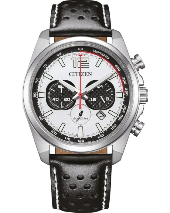 Ανδρικό ρολόι Citizen Eco-Drive Chronograph CA4640-09A, Λευκό καντράν, Λουρί από Δερμάτινο
