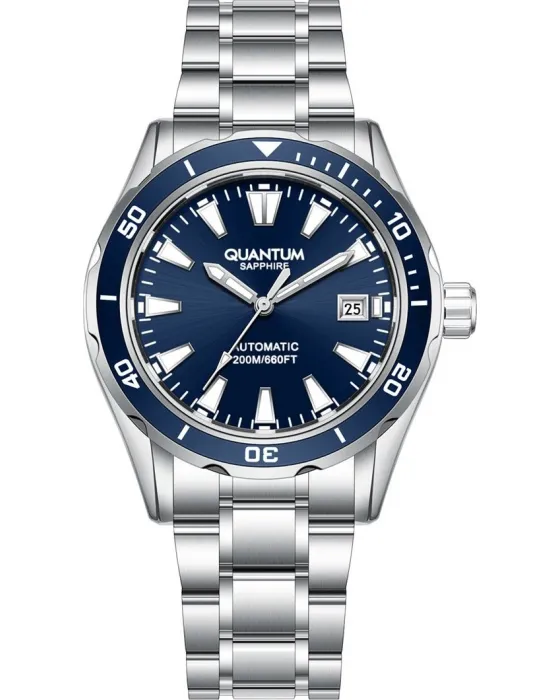 Ανδρικό ρολόι Quantum Barracuda BAR1217B.390, Μπλε καντράν, Μπρασελέ από Ανοξείδωτο ατσάλι