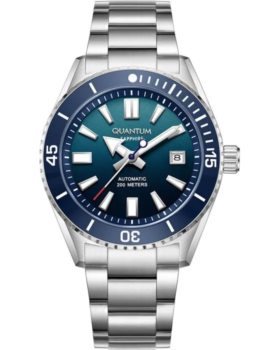 Ανδρικό ρολόι Quantum Barracuda BAR1208B.390, Μπλε καντράν, Μπρασελέ από Ανοξείδωτο ατσάλι