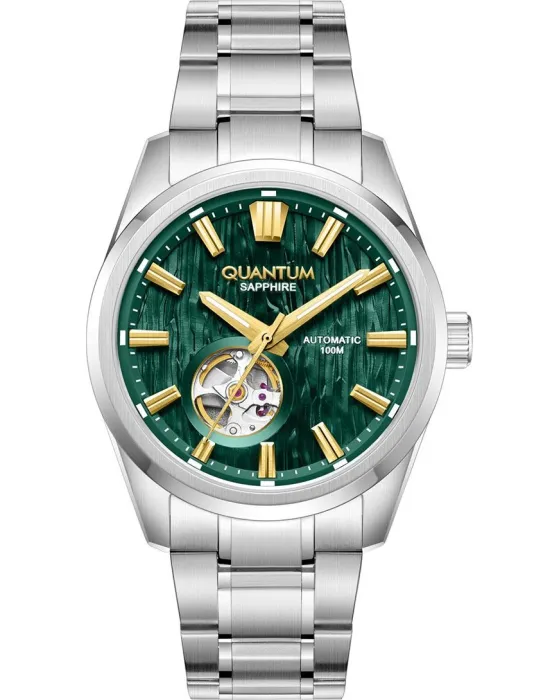 Ανδρικό ρολόι Quantum Q-Master QMG1192.370, Πράσινο καντράν, Μπρασελέ από Ανοξείδωτο ατσάλι