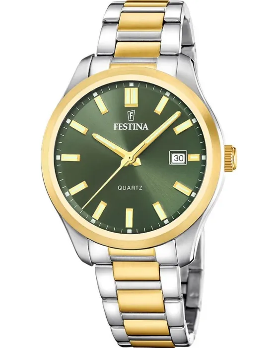 Men's watch Festina Classic F20738 / 2, Green dial, Bracelet in Stainless Steel