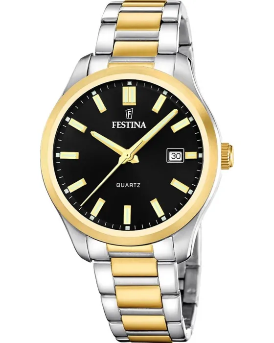 Ανδρικό ρολόι Festina Classic F20738 / 4, Μαύρο καντράν, Μπρασελέ από Ανοξείδωτο ατσάλι