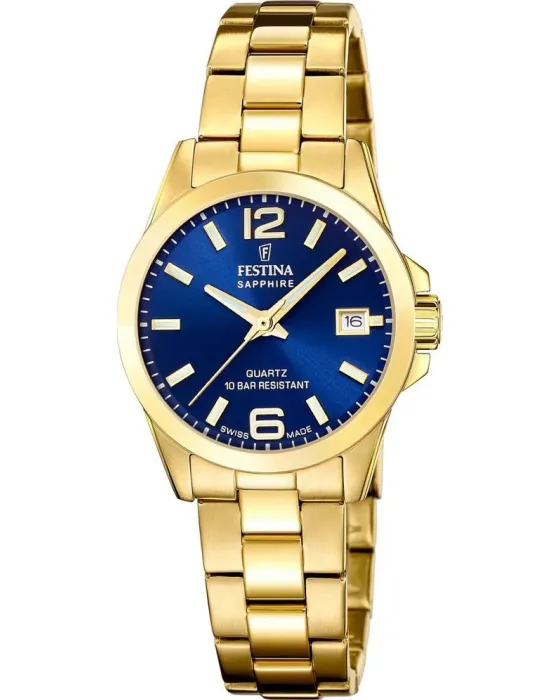 Γυναικείο ρολόι Festina Swiss Made F20050 / 3, Μπλε καντράν, Μπρασελέ από Ανοξείδωτο ατσάλι