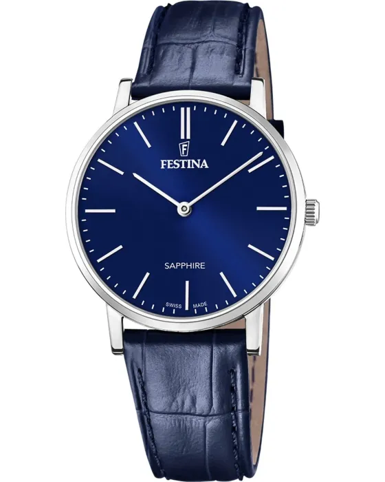 Men's watch Festina F20012 / 3, Blue dial, Strap in Leather