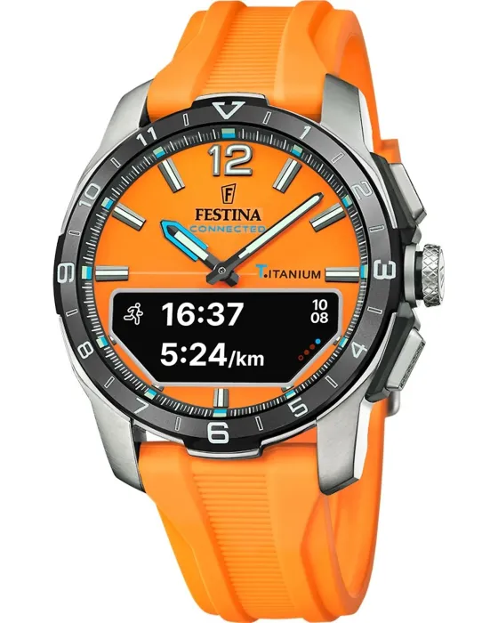 Men's watch Festina Connected F23000 / 7, Orange dial, Strap in Rubber