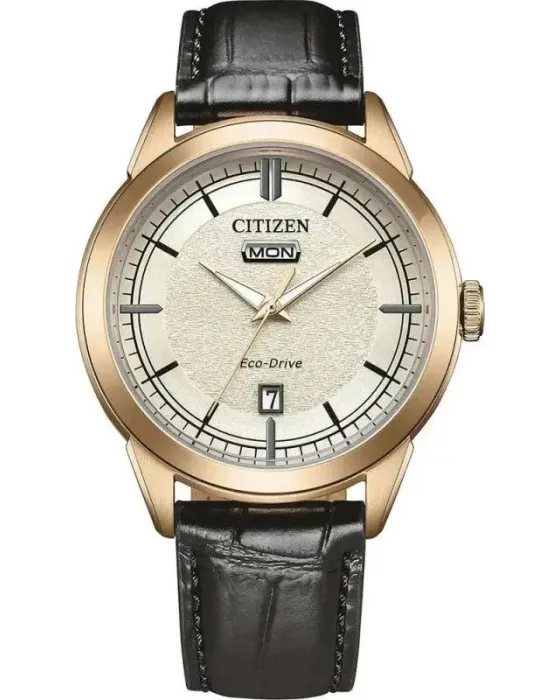 Ανδρικό ρολόι Citizen Eco-Drive AW0153-04AC, Χρυσό καντράν, Λουρί από Δερμάτινο