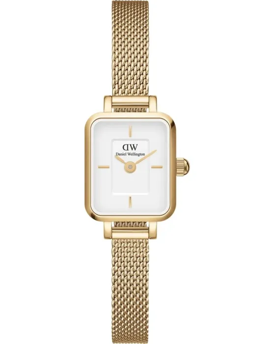 Γυναικείο ρολόι Daniel Wellington Quadro Mini Evergold DW00100725, Λευκό καντράν, Μπρασελέ από Ανοξείδωτο ατσάλι