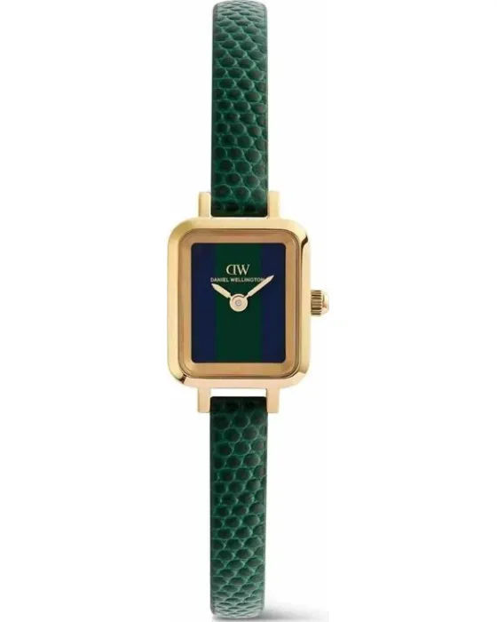 Women's watch Daniel Wellington Quadro Mini Green Lizard Winchester DW00100958, Blue / Green dial, Strap in Stainless Steel