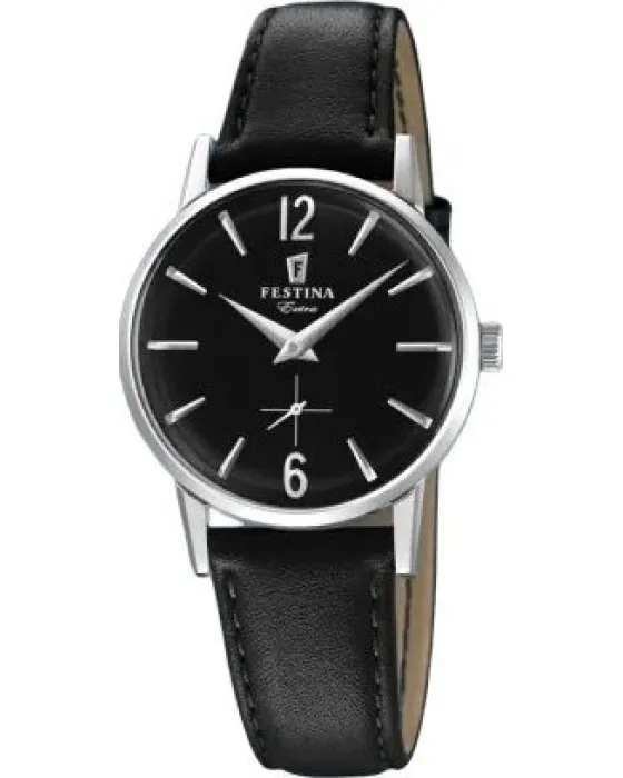 Γυναικείο ρολόι Festina F20254 / 4, Μαύρο καντράν, Λουρί από Δερμάτινο