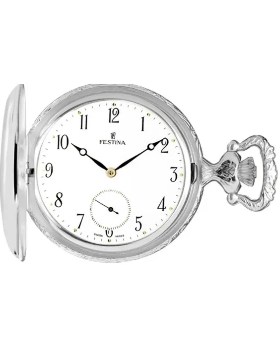 Men's Pocket Watch Festina F4075 / 1, White dial, Bracelet in Stainless Steel