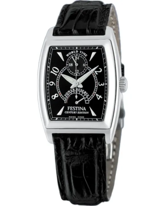 Ανδρικό ρολόι Festina Century Automatic Chronograph F7000 / 3, Μαύρο καντράν, Λουρί από Δερμάτινο