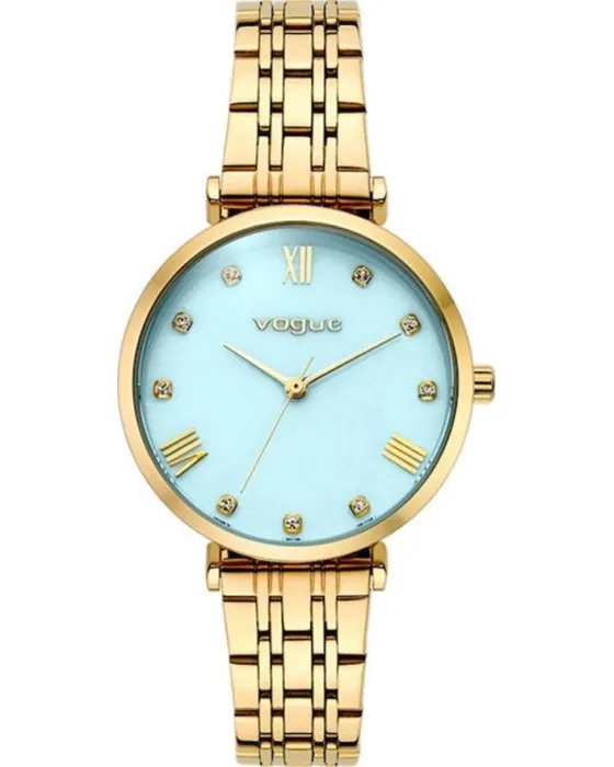 Γυναικείο ρολόι Vogue Bliss Mini Crystals 2020617045, Γαλάζιο / Φίλντισι καντράν, Μπρασελέ από Ανοξείδωτο ατσάλι