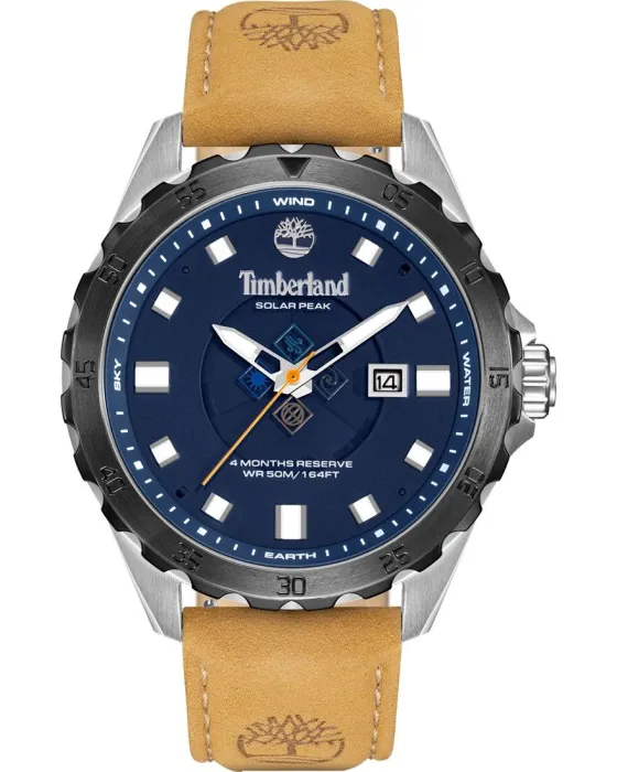 Ανδρικό ρολόι Timberland Solar Bayport TDWGB0110001, Μπλε καντράν, Λουρί από Δερμάτινο